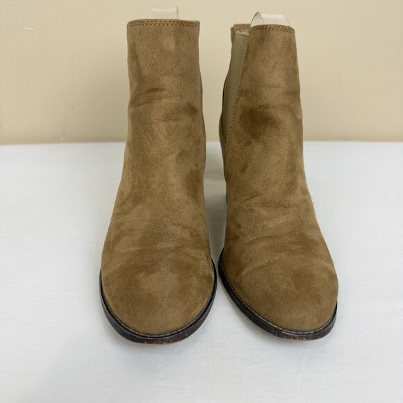 J. Crew Rory Camel Microsuede Heel Ankle Boots, Size 6.5 - Picture 4 of 8